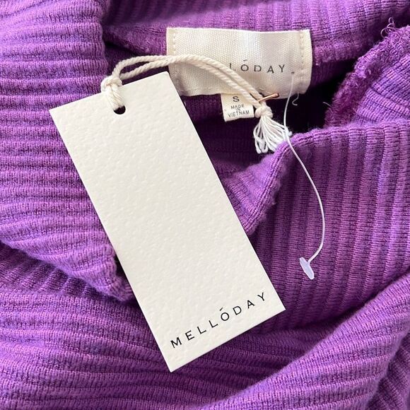 Nwt MELLODAY Purple Ottoman Ribbed Long Sleeve Top size Small - Picture 6 of 6